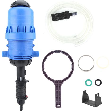 Hydraulic flow metering pump for hydraulic chemical fertiliser injector, liquid metering unit, metering unit for drip irrigation, mixing hose, livestock farming (0.4%–4%) (1/5)