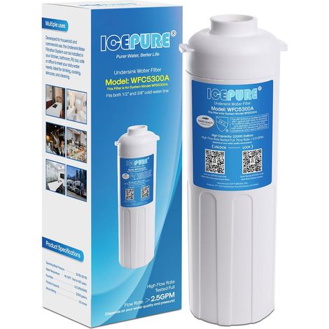 Système de filtre à eau sous évier WFC5300A, durée de vie élevée, remplacement pour WFS5300A, élimine métaux lourds et chlore (1/5)