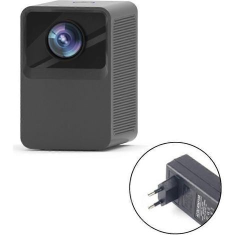 Tragbarer 1080p-Outdoor-Filmprojektor für TV-Box, Stick und DVD-Player – EU-Stecker – Schwarz