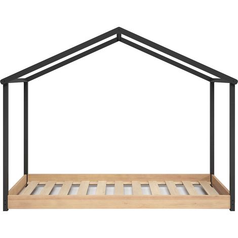 UTHER - Lit Cabane 90x200cm Gris Anthracite et Naturel (1/4)