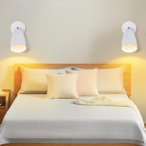 ZMH Applique murale d'intérieur GU10-2, lampe de chambre à coucher, applique murale moderne blanche pour couloir, lampe de cuisine pivotante en métal, applique murale pour salon cuisine - sans ampoule (1/5)