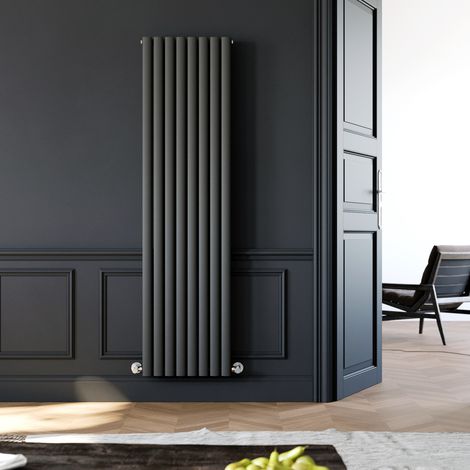 ELEGANT Designer Radiator Vertical Column Oval Panel Radiator 1800 x 480 mm Anthracite Double Central Heating