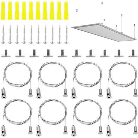 8 Piece 1.5 mm x 2 m Adjustable Cable Suspension Wire Frame Adjustable Steel Suspension Cable with Stainless Steel Cable for LED Panels Ceilings (1/5)