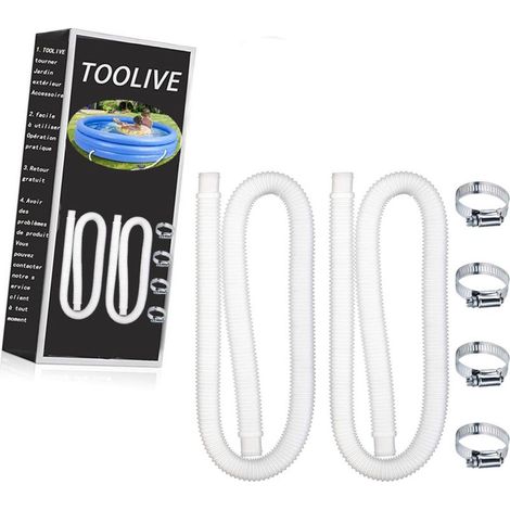 LYERCW - 1,25" Durchmesser Ersatz-Poolschläuche für Aufstellpools, Pools mit Metallklemmen für Filterpumpe oder 1,25" Schläuche - 1,5 Meter lang (2er-Pack) (1/5)