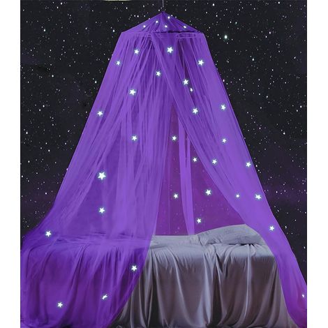 Purple Bed Canopy, Glow In The Dark Stars, Child (1/5)