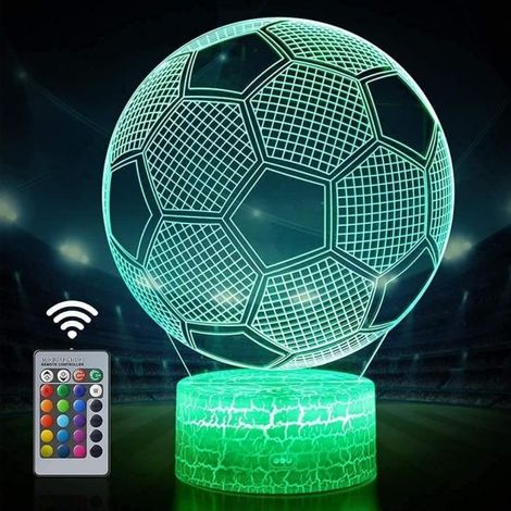 Veilleuse de football à vision 3D pour enfants, 16 couleurs, avec télécommande, un cadeau pour les fans de football. (1/4)