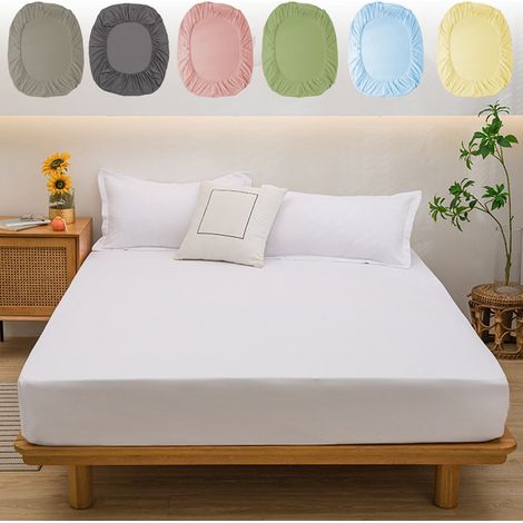Taie D'oreiller En Polyester - Housse De Matelas Extensible - Couleur Unie Kaki - Taille 200x180x0.5 Cm - 1 Pièce (1/5)