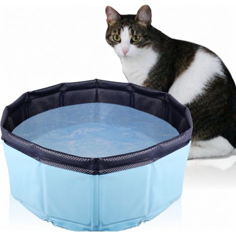 Piscine pliable pour chats - Bac de bain pliable en PVC, gain de place, piscine bleue compacte (1/5)