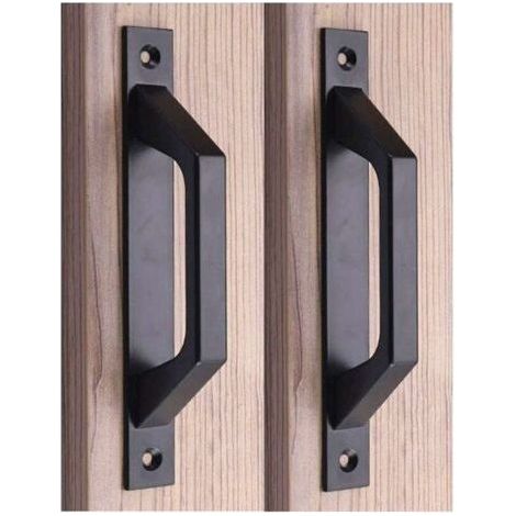 Coffret de forets (D black) pour perceuse Poignée en bois 19.6cm de traction de porte de porte de grange de poignée de porte de porte coulissante en acier au carbone (1/4)