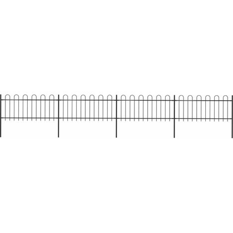 vidaXL Recinzione da Giardino con Parte Superiore ad Anello in Acciaio 714,5x80 cm Nero (1/5)