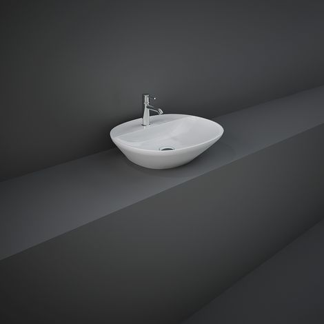 Lavabo appoggio foro rubinetto ovale Rak Ceramics Bianco (1/4)