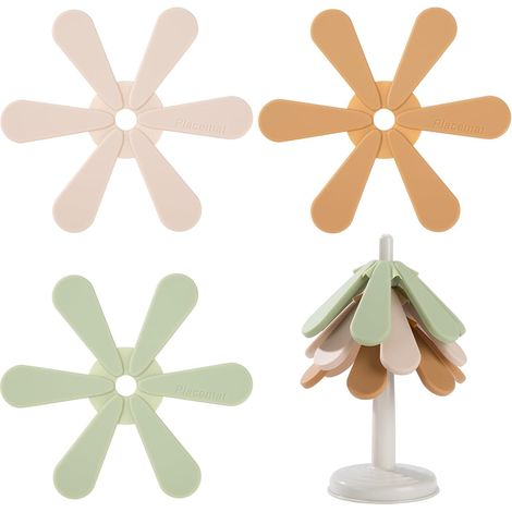 Dessous de Verre en Silicone Tapis De Dessous De Plat Réutilisables Pliables sous Verres De Pot Résistants à La Chaleur D’Arbre De Noël pour Restaurant Tasses Décoration De Tabl (1/5)