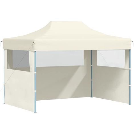 Carpa plegable profesional con 3 paredes acero color crema 3x4m vidaXL
