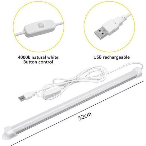 Lumière LED rechargeable USB 5V pour armoire, tiroir, placard, étagère éclairage nocturne sans fil, idéal pour cuisine et dressing pack de 2. (1/5)