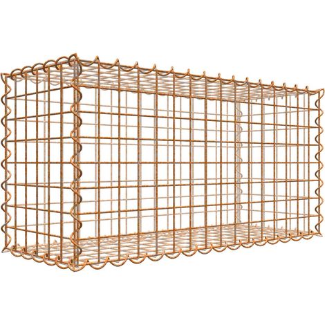 Gabiondeco - Gabion aspect rouille 80 cm x 40 cm x 30 cm (L x H x P). taille des mailles 5 x 5 cm. formation de rouille naturelle en cours - Made in Germany (1/3)
