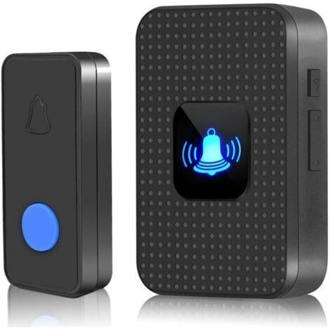 Drahtlose Türklingel, Mini-Türklingel, IP55, für den Außenbereich, wasserdicht, elektronisches Glockenspiel-Set, 300 m Reichweite, 38 Melodien auf 5 Lautstärkestufen, blaue LED für den Notfall im Home (1/5)
