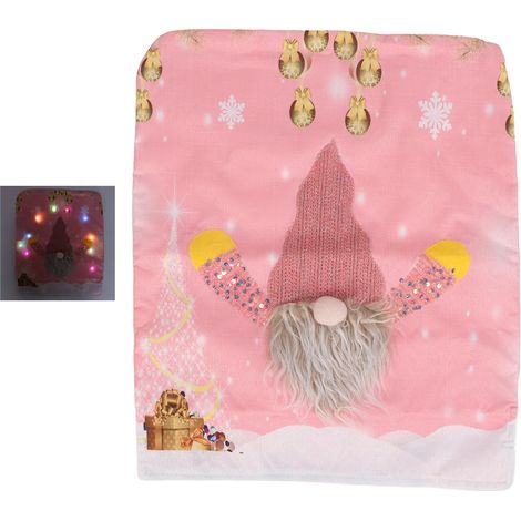 Housse de chaise de Noël rose clair, décor élégant pour salon de beauté & spa, couvre-dossier de chaise de salle à manger avec guirlande lumineuse (1/5)