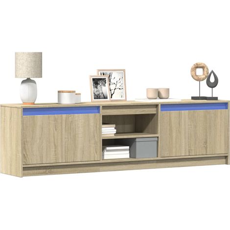 TV-Schrank mit LED-Beleuchtung Sonoma-Eiche 180x34x50 cm