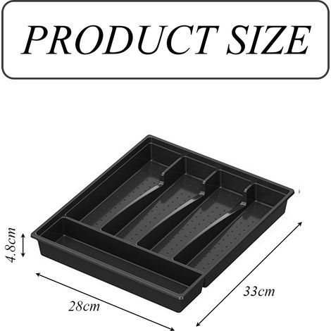 Boîte de rangement pour tiroir à couverts, en plastique5Conception de grille-noir (1/5)