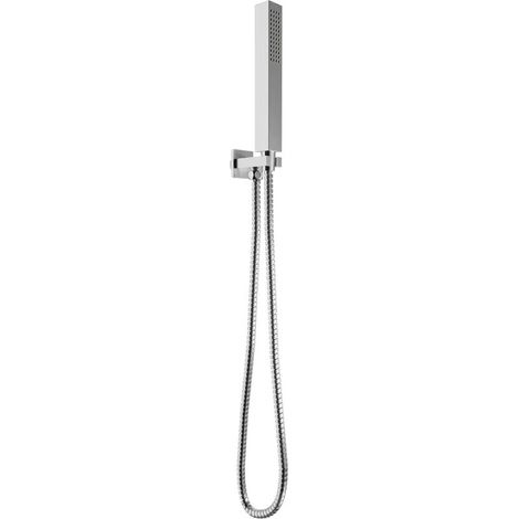 Kit doccia squadrato cromato con presa acqua e flessibile da 150 cm (1/4)