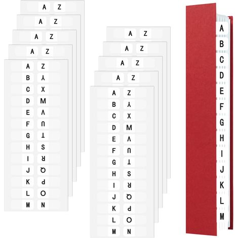 Lot de 260 Onglets Alphabétiques de A à Z Autocollants Blancs de 2,5 cm pour Classiers de Cahiers, Pages et Dossiers (1/5)