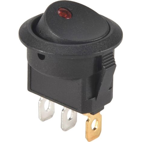 Interrupteur à bascule pour onduleur LED 12 V, interrupteur unipolaire unidirectionnel (SPST) rond, compatible avec les applications marines et automobiles, rouge. (1/5)