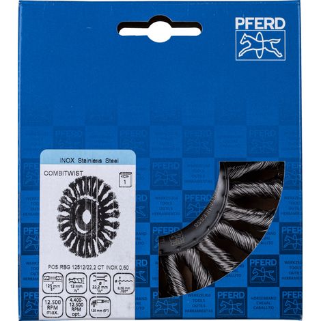 PFERD TOOLS COMBITWIST Rundbürste gezopft RBG Ø 125x12x22,2 mm Edelstahl-Draht-Ø 0,50mm Winkelschleifer (1/4)