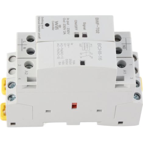 Contacteur de commande WiFi 2NO, contacteur basse tension domestique à télécommande pour maison connectée AC230V16A (1/5)