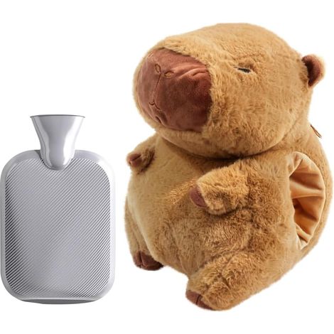 Bouillotte Capybara, Bouillotte Peluche avec 500 ml Amovible Bouillote, Insérable pour Réchauffer Les Mains, Animal Bouillotte eau Chaude pour Enfants, Réchauffe les Mains et Les Pieds (1/5)