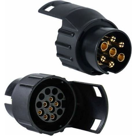 Adaptateur de prise de prise de remorqueQX1523, prise 13 à 7 broches voiture camion barre de remorqu prise de remorqu adaptateur convertisseur avec couvercle (1/4)