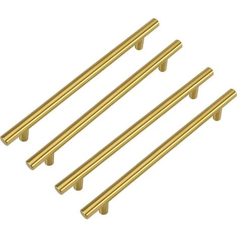 Set mit 4 Möbelgriffen aus goldfarbenem Messing (160 mm) – Edelstahl – Rostbeständige Oberfläche – Schnelle Montage (1/5)