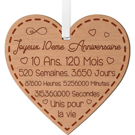 Cadeau Anniversaire de Mariage 10 Ans pour Couple, idée pour Homme et Femme