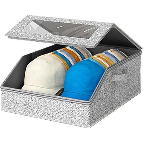 Stapelbare Aufbewahrungsboxen für Baseballkappen, fassen bis zu 24 Kappen, mit transparentem Deckel und robustem Snapback-Kappen-Organizer (1/5)