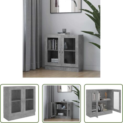 Rangement - Armoire à vitrine Gris béton 82,5x30,5x80 cm Bois d'ingénierie (1/5)