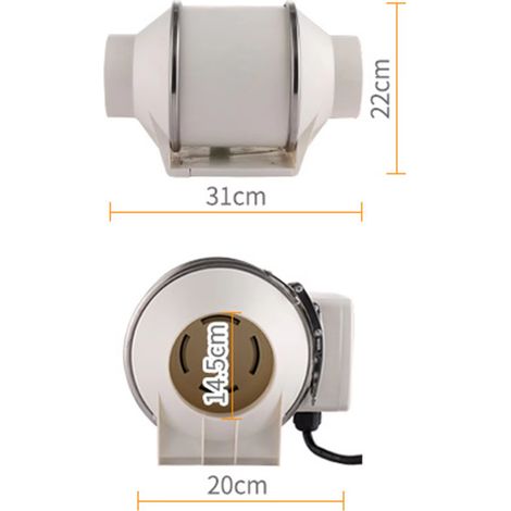 Ventilateur extraction 150 mm – Blanc – Conduit – Ventilation salle de bains / cuisine / évents