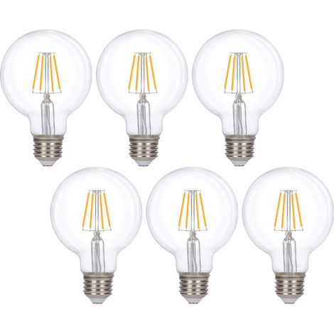 Retro-LED-Lampen mit E27-Fassung, dimmbar, 4 W, G80, warmweiß (2700 K), ideal für Pendel-, Tisch- und Wandleuchten – 6er-Pack (1/5)