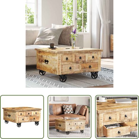 vidaXL Mangoholz -  Couchtisch Raues Mangoholz 70x70x40 cm