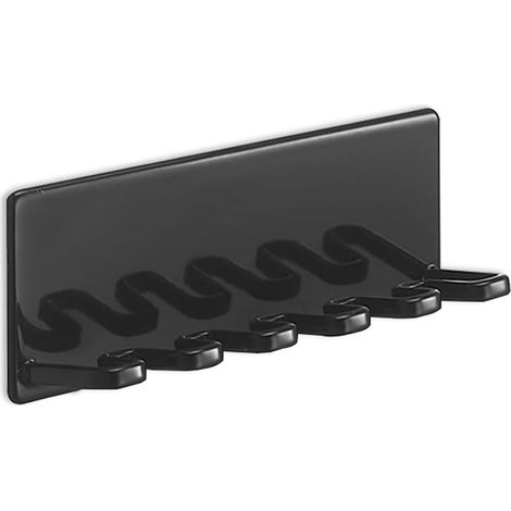 Porte-brosse à dents - Support pour tête de brosse - Métal - Autocollant - Hygiénique et peu encombrant - 13 x 3,5 x 5 cm - Noir (1/5)