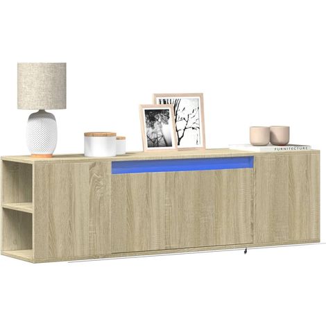 TV-Wandschrank mit LED-Beleuchtung Sonoma-Eiche 135x31x39,5 cm