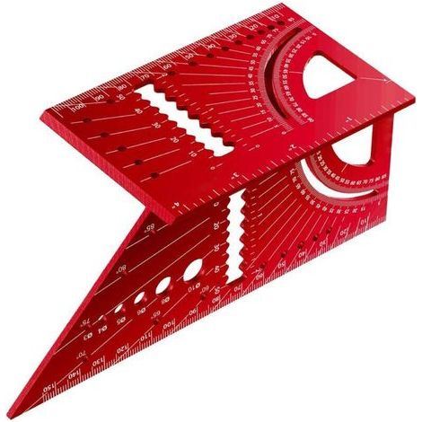 BUNTHAUS Règle de Mesure Carrée en Alliage d'Aluminium, Outil de Mesure d'Angle à Onglets 3D 45 à 90 Degrés, Règles Carrée, pour Travail du Bois, Rouge (1/5)