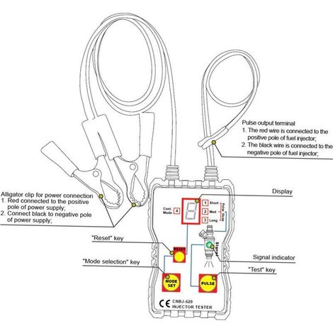Testeur d'injecteur de carburant 4 modes d'impulsion, adaptateur de nettoyage de rinçage, kit d'outils de nettoyage