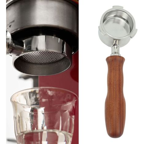 Modification de machine à café De'Longhi à trois poignées en acier inoxydable de 51 mm, poignée de porte-filtre monocouche sans fond, en palissandre de type D. (1/5)