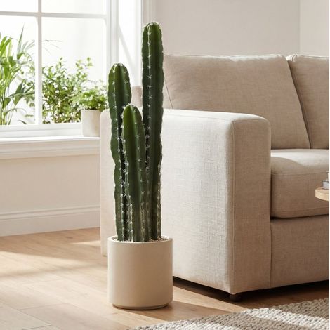 Plante artificielle cactus 95 cm en plastique EVA+PE vert, pot décoratif, sans entretien – MEUBLIV (1/5)