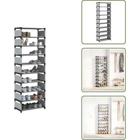 vidaXL Étagère à chaussures 10 niveaux 54x28x158 cm tissu non-tissé
