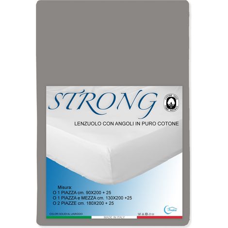 LENZUOLO con ANGOLI STRONG tinta unita TORTORA made in Italy 1 piazza e mezza (1/5)