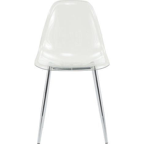 Ensemble table ronde 88 cm en verre trempé avec 4 chaises transparentes en plastique pour salle à manger (1/5)