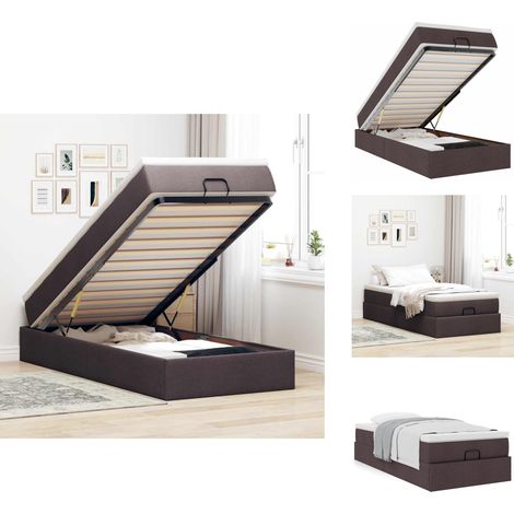 Cadre de lit ottoman avec matelas marron foncé 100x200 cm tissu - Cadre De Lit Ottoman - Cadres De Lit Ottoman - Cadre De Lit - Cadre De Lit Avec Rangement (1/5)
