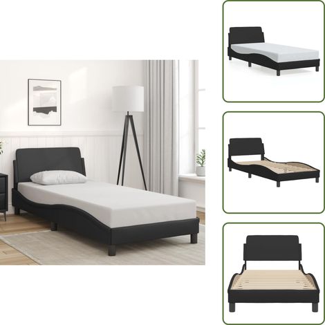 The Living Store Bettgestell "Dover" Schwarz 90x200 cm Kunstleder - Kunstlederbett (1/5)