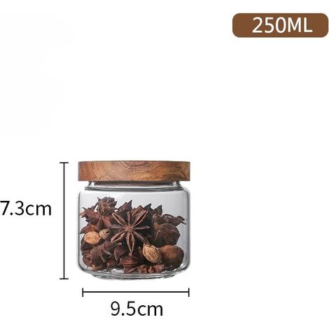 (250ml) Boîte de rangement en bois, adaptée pour sceller les bouteilles en verre et conserver les aliments de cuisine. (1/5)