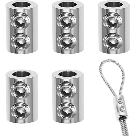 5 Pièces Fil Corde Clips, Serre à Capuchon pour Câbles de 2 à 3mm, Pince de Câble D'agrafe de Câble Métallique Duplex Clips Serres Câble (1/5)